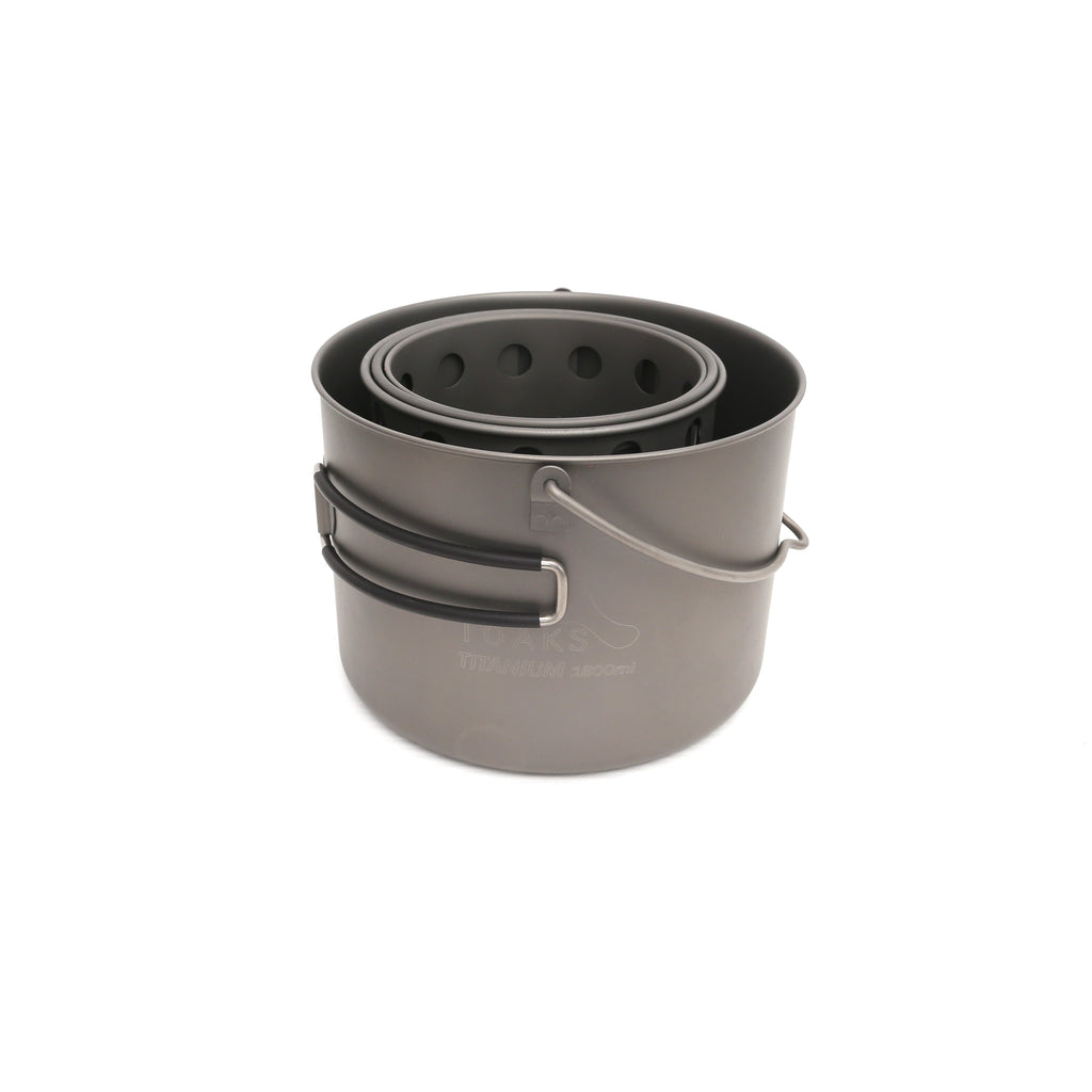 TOAKS Titanium 1600ml Pot with Bail Handle and Wood Stove Combo 